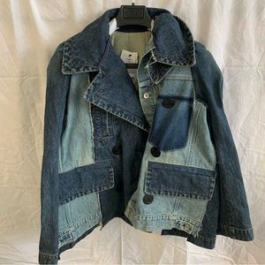 BNWT Sacai women’s deconstructed denim jean jacket sz large